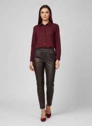 Eleganckie czekoladowe spodnie BengaMetallic04 7/8 o kroju slim fit PLUS SIZE XXL OVERSIZE JESIEŃ. Brązowe spódniczki damskie Moda Size Plus Iwanek, na jesień, plus size, bez wzorów, z elastanu, biznesowe, plus size, dopasowane. Za 199.90 zł.