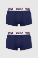 MOSCHINO Granatowe bokserki męskie 3PACK, Rozmiar XXL. Niebieskie bokserki męskie MOSCHINO, bez wzorów, z bawełny. W wyprzedaży za 169.99 zł.