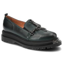 Zielone Półbuty Simen Modne Skórzane Buty Damskie. Zielone półbuty damskie Simen, bez wzorów, ze skóry, bez obcasa, na obcasie. Za 289.00 zł.