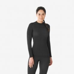 Koszulka termoaktywna narciarska damska Wedze BL 500 seamless. Czarne bielizna termoaktywna damska WED'ZE, m, bez wzorów, z elastanu. Za 69.99 zł.