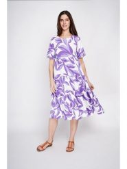 Le Jardin du Lin Sukienka w kolorze fioletowo-białym rozmiar: 34. Białe sukienki damskie Le jardin du lin, bez wzorów, ze lnu, bez kołnierzyka, bez ramiączek, midi. Za 130.99 zł.