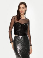 Rinascimento Bluzka CFC0019767002 Czarny Regular Fit. Czarne bluzki damskie RINASCIMENTO, l, bez wzorów, z syntetyku, bez ramiączek. Za 269.99 zł.