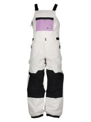 Quicksilver Spodnie narciarskie "Fly High Bib" w kolorze kremowo-czarno-fioletowym rozmiar: L. Brązowe spodnie materiałowe męskie QUICKSILVER, bez wzorów. Za 409.97 zł.