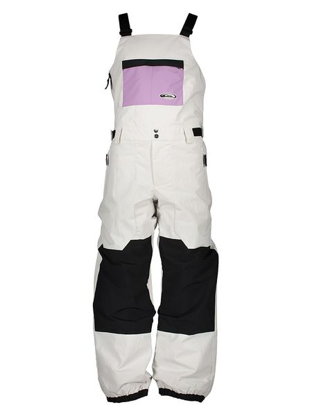 Quicksilver Spodnie narciarskie "Fly High Bib" w kolorze kremowo-czarno-fioletowym rozmiar: M. Brązowe spodnie materiałowe męskie QUICKSILVER, bez wzorów. Za 409.97 zł.