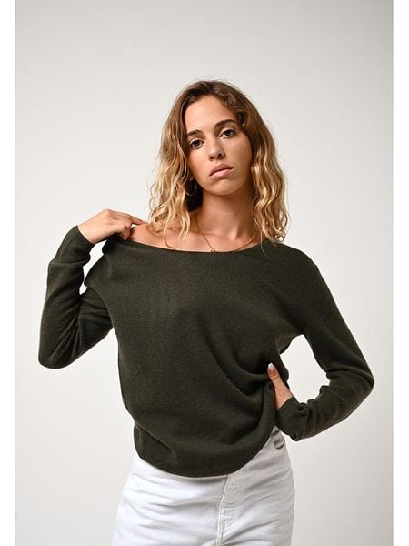 AUTHENTIC CASHMERE Kaszmirowy sweter "Lanfon" w kolorze khaki rozmiar: M. Brązowe swetry klasyczne damskie AUTHENTIC CASHMERE, m, z kaszmiru, bez kołnierzyka. Za 426.40 zł.