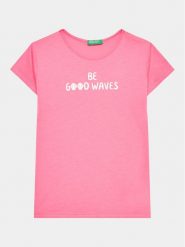 United Colors Of Benetton T-Shirt 3096G1095 Różowy Regular Fit. Czerwone koszulki dziewczęce United Colors Of Benetton, bez wzorów, z bawełny, bez ramiączek. Za 39.99 zł.