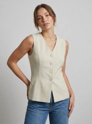 MOSS COPENHAGEN Kamizelka "Esteriane" w kolorze kremowym rozmiar: XL. Brązowe kamizelki damskie MOSS COPENHAGEN, xl. Za 168.46 zł.
