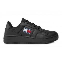 Buty Tommy Hilfiger Retro Basket Ess EN0EN02505BDS czarne. Czarne buty sportowe na co dzień damskie bez wzorów, z gumy. Za 500.30 zł.