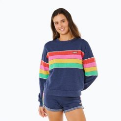 Bluza damska Rip Curl Surf Revival Relaxed Crew. Niebieskie bluzy bez kaptura damskie Rip Curl, uniwersalny, z bawełny. Za 319.99 zł.