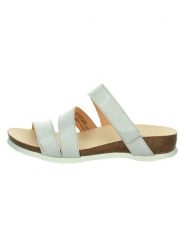 Think! Skórzane klapki "Julia" w kolorze szarym rozmiar: 36. Szare klapki damskie Think!, bez wzorów, bez obcasa, na koturnie. Za 196.70 zł.