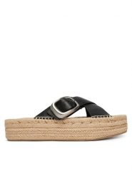 Calvin Klein Espadryle Flatf Espadrill Cross Lth Hdw HW0HW02892 Czarny. Czarne espadryle damskie CALVIN KLEIN, bez wzorów, ze skóry, bez obcasa. Za 489.99 zł.