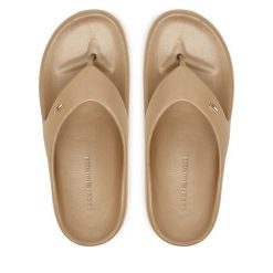 Japonki Tommy Hilfiger. Brązowe klapki damskie Tommy Hilfiger, bez wzorów, bez obcasa. Za 189.99 zł.