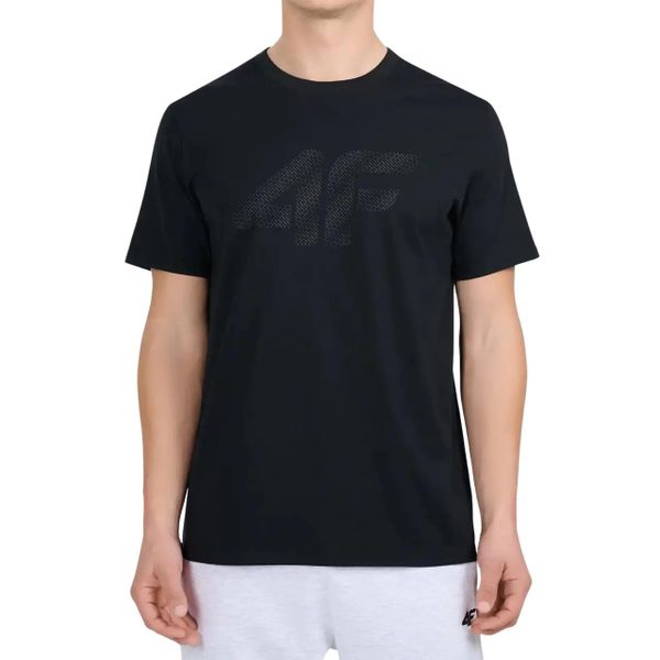 Koszulka męska 4F - bawełniany T-shirt, regular fit. Czarne t-shirty męskie 4f, m, bez wzorów, z bawełny, bez kołnierzyka. Za 59.99 zł.