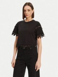 Morgan Bluzka 251-DFUTUR Czarny Regular Fit. Czarne bluzki damskie Morgan, xs, bez wzorów, z bawełny, bez ramiączek. Za 109.99 zł.