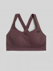 4F Biustonosz treningowy ze średnim wsparciem damski - brązowy S. Brązowe biustonosze sportowe damskie 4f, bez wzorów, z gumy. Za 179.99 zł.