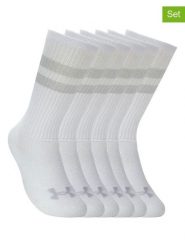 Under Armour Skarpety sportowe (6 par) "Essential" w kolorze biało-jasnoszarym rozmiar: XL. Białe skarpetki męskie Under Armour, bez wzorów, z materiału. Za 91.56 zł.