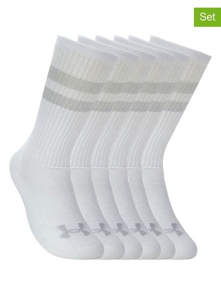 Under Armour Skarpety sportowe (6 par) "Essential" w kolorze biało-jasnoszarym rozmiar: XL. Białe skarpetki męskie Under Armour, bez wzorów, z materiału. Za 91.56 zł.