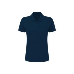 Damska Koszulka Polo Policotton Krótki Rękaw. Niebieskie bluzki sportowe damskie SG, l, bez wzorów, bez ramiączek. Za 79.99 zł.