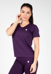 Koszulka bezszwowa fitness damska Gorilla Wear Neiro. Fioletowe bluzki sportowe damskie GORILLA WEAR, s, bez wzorów, bez ramiączek. Za 206.00 zł.