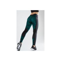 Legginsy fitness kardio damskie 120 z nadrukiem graficznym. Zielone legginsy damskie DOMYOS, l, bez wzorów, z elastanu, na fitness i siłownię. Za 64.99 zł.