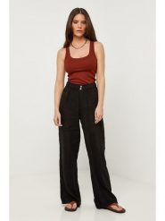 Le Monde du Lin Lniane spodnie w kolorze czarnym rozmiar: 36/38. Czarne spodnie materiałowe damskie Le Monde du Lin, bez wzorów, ze lnu. Za 143.99 zł.