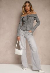 Jasnoszare Jeansy High Waist o Szerokim Kroju Nimiella. Szare jeansy damskie Renee, z podwyższonym stanem. Za 119.99 zł.