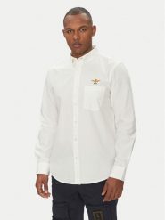 Aeronautica Militare Koszula 251CA1277CT3532 Biały Regular Fit. Białe koszule męskie AERONAUTICA MILITARE, m, bez wzorów, z bawełny, bez kołnierzyka, bez ramiączek. Za 269.99 zł.