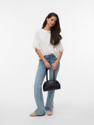 Vero Moda Koszulka w kolorze białym rozmiar: XL. Białe bluzki damskie Vero Moda, xl, bez wzorów, z bawełny, bez kołnierzyka, bez ramiączek. Za 71.56 zł.