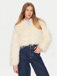 Eleh Futro E00203 Kremowy Regular Fit. Białe futra damskie Eleh, l. Za 639.99 zł.
