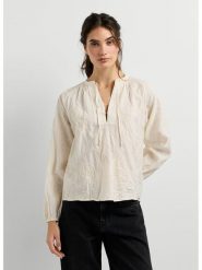Pepe Jeans Bluzka "Frida" w kolorze kremowym rozmiar: M. Brązowe bluzki damskie Pepe Jeans, m, bez wzorów, z bawełny, bez kołnierzyka, bez ramiączek. Za 219.08 zł.