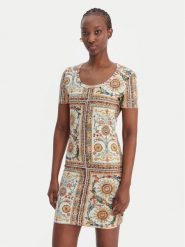 Just Cavalli Sukienka codzienna 80PAOE02 CJ112 Beżowy Slim Fit. Brązowe sukienki damskie Just Cavalli, na co dzień, xl, bez wzorów, z bawełny, bez kołnierzyka, bez ramiączek, proste. Za 740.99 zł.