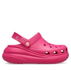 Klapki Crocs. Czerwone klapki damskie Crocs, bez wzorów, bez obcasa. Za 229.99 zł.
