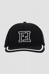 FENDI Czarna czapka z daszkiem FF. Czarne czapki męskie Fendi, bez wzorów. W wyprzedaży za 1,299.99 zł.