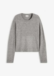 Sweter o pudełkowym kroju. Czarne swetry klasyczne damskie bonprix, bez kołnierzyka. Za 107.99 zł.