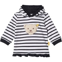 Bluza w kolorze granatowo-białym. Białe bluzy dziewczęce Steiff, z aplikacjami, bez ramiączek, bez kaptura. W wyprzedaży za 72.95 zł.