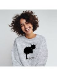 WOOOP Bluza "Ink cat" w kolorze szarym rozmiar: XS. Szare bluzy bez kaptura damskie Wooop, xs, z bawełny. Za 108.99 zł.