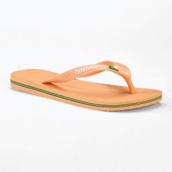 Japonki Havaianas Brasil Logo. Brązowe klapki damskie Havaianas, bez wzorów, bez obcasa. Za 69.99 zł.