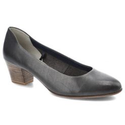 Granatowe Czółenka Tamaris Skórzane Buty Damskie. Niebieskie czółenka damskie Tamaris, bez wzorów, prążkowane, bez obcasa, na obcasie. Za 189.00 zł.