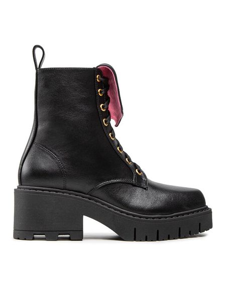 Chiara Ferragni Trzewiki CF3044-001 Czarny. Czarne botki damskie Chiara Ferragni, ze skóry, bez obcasa, na słupku, bez zapięcia. Za 1,359.00 zł.