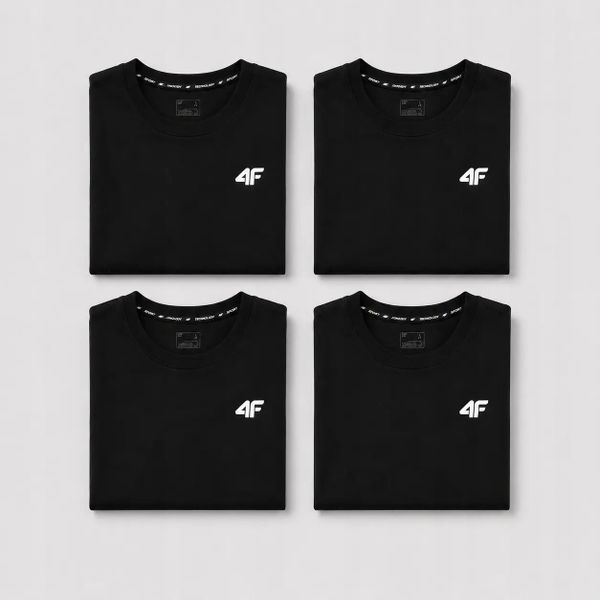 KOMPLET KOSZULEK MĘSKICH 4F ZESTAW 4PAK T-SHIRT 3XL TTSHM3341 CZARNY. Czarne t-shirty męskie 4f, m, bez wzorów, z bawełny, bez kołnierzyka. Za 199.96 zł.