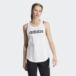 LOUNGEWEAR Essentials Loose Logo Tank Top. Białe topy damskie Adidas, xs, bez wzorów, bez ramiączek. Za 99.95 zł.