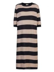 Herrlicher Sukienka dzianinowa "Yamila" w kolorze piaskowo-czarnym rozmiar: S. Czarne sukienki damskie Herrlicher, na co dzień, s, bez wzorów, z dzianiny, bez kołnierzyka, bez ramiączek, maxi, proste. Za 213.18 zł.