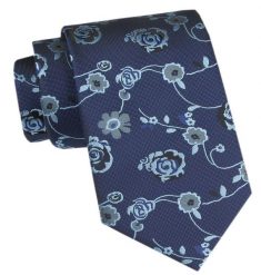 Męski Krawat - Angelo di Monti - Niebieski w Róże. Niebieskie krawaty i muchy męskie Angelo di Monti, bez wzorów, z tkaniny, eleganckie. Za 45.00 zł.