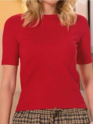 Koszulka - czerwony. Czerwone t-shirty damskie Sinsay, l, bez wzorów, z materiału, bez kołnierzyka. Za 14.99 zł.