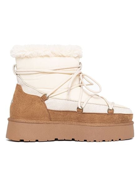 ISLAND BOOT Botki zimowe "Ivan" w kolorze biało-jasnobrązowym rozmiar: 37. Białe botki damskie Island Boot, na zimę, bez obcasa, na platformie, bez zapięcia. Za 217.99 zł.