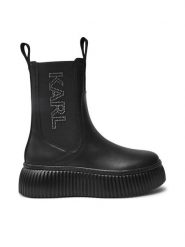 KARL LAGERFELD Sztyblety KL42343 Czarny. Czarne botki damskie Karl Lagerfeld, ze skóry, bez obcasa, na płaskiej podeszwie, bez zapięcia. Za 769.99 zł.