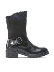 Clara Barson Botki WSX158-01 Czarny. Czarne botki damskie Clara Barson, z materiału, bez obcasa, na płaskiej podeszwie, bez zapięcia. Za 169.99 zł.