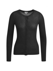 Milano Italy Kardigan w kolorze czarnym rozmiar: XS. Czarne kardigany damskie Milano Italy, xs, bez wzorów, prążkowane. Za 152.99 zł.