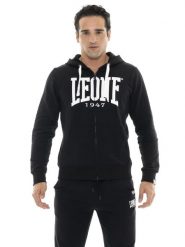Bluza z bawełna z kaptur na co dzień na siłownię. Szare bluzy sportowe męskie LEONE 1947 APPAREL, bez wzorów, z bawełny, bez kołnierzyka, bez ramiączek. Za 324.17 zł.