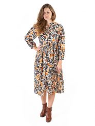 Isla Bonita by SIGRIS Sukienka w kolorze kremowo-czarnym rozmiar: XL. Brązowe sukienki damskie Isla Bonita by SIGRIS, xl, bez wzorów, z bawełny, bez kołnierzyka, bez ramiączek, midi. Za 176.91 zł.